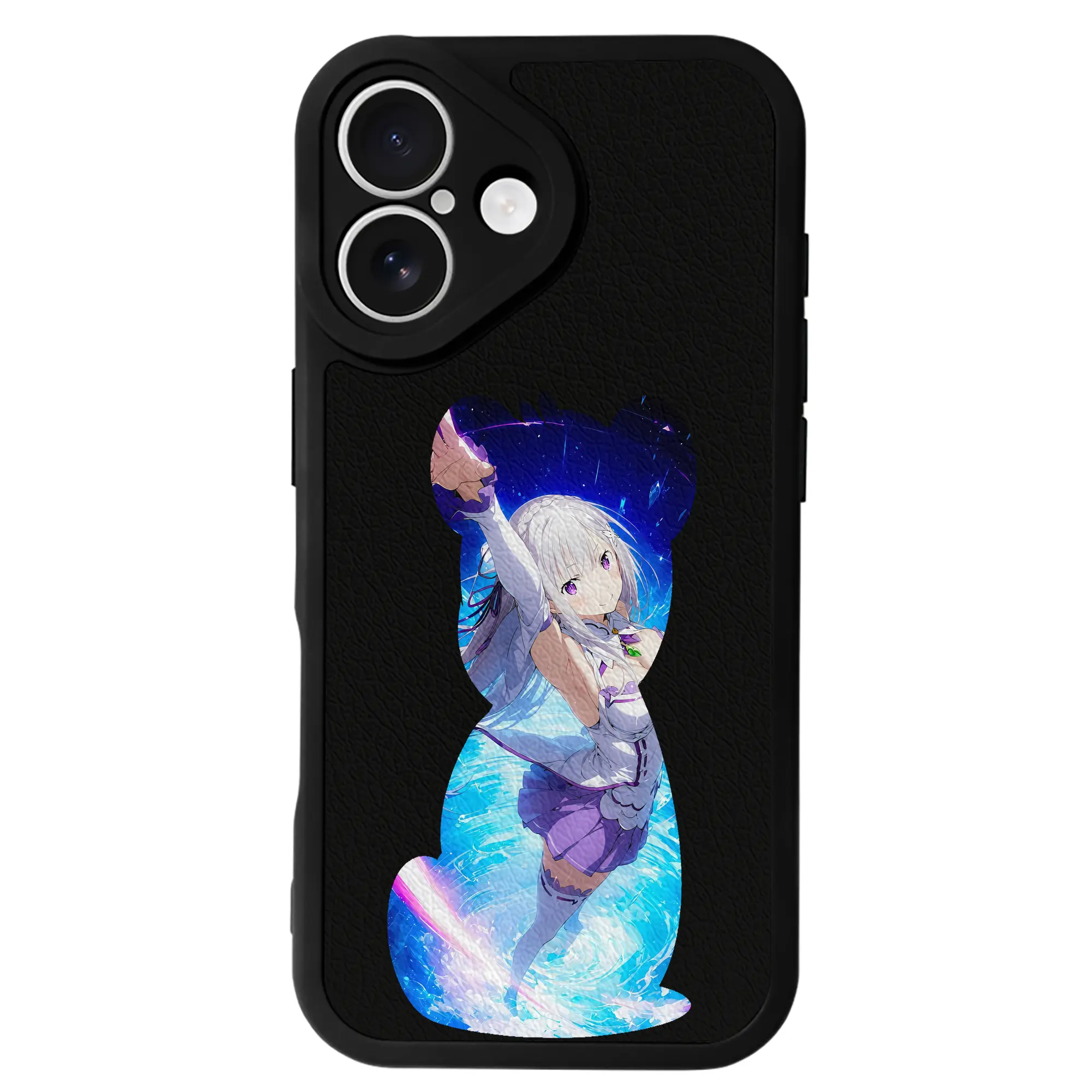 リゼロ グッズ エミリア - IPhone 16シリーズ対応 ・ シリコンスマホケース ・ レザー調 ・ 高精度フィット ・ 耐衝撃 ・ ワイヤレス充電対応 ・ 精密カット